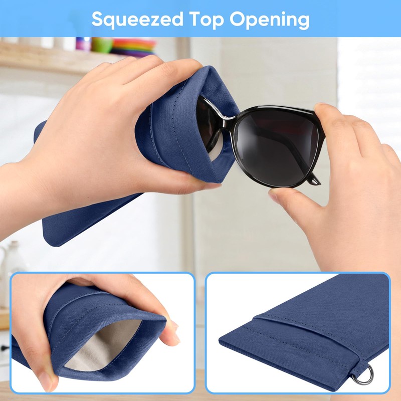 Fintie Double Eyeglasses Pouch with Carrying Strap, Portable Squeeze Top