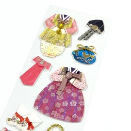 Generic Korean Traditional Culture 3D Stickers (16pcs) : Korean Dress Hanbok & Pouch - Korean Culture, Textured Detailing, Decorating, Collection