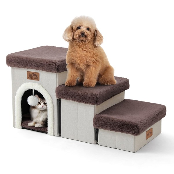 C0ZY KISS Small Pet Stairs with Storage or Condo, Dog