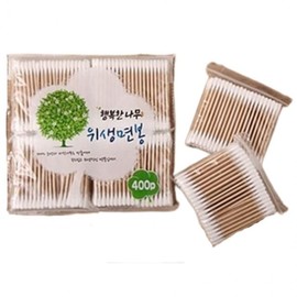 Hygienic Cotton Swabs 400 Count (Cosmetic, Baby, Premium) Wooden Cotton Swabs 3ea