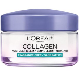 L'Oreal Paris Hidratante facial con relleno de humedad de colágeno, crema facial antienvejecimiento, fórmula para el cuidado de la piel no grasa para 