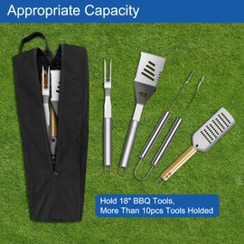 Delixike Grill Storage Bag, Outdoor Grilling Bags, Grill Storage Tool Bag Backpack, Oxford Cloth Grill Utensil Storage, Foldable Grill Tool Bag for Camping and Hiking BBQ(Grill Tools not Including)