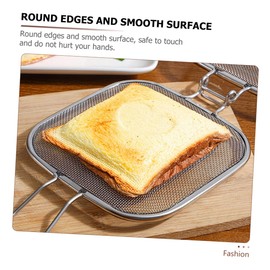 SUPVOX Sandwich Grill Folding Tray Microwave Toaster Sandwich Maker Bread Slice Grill Oven Bread Clip BBQ Grill Outdoor Household Bread Press Stainless Steel Breakfast Cheese