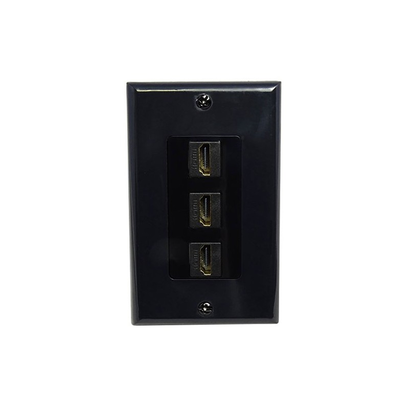 RiteAV - 3 Port HDMI 2.0 Decorative Wall Plate (Black)