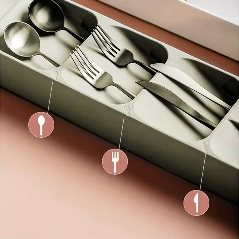 Multi-purpose Cutlery Storage Tray – Kitchen Drawer Compartmentalized Organizer Box
