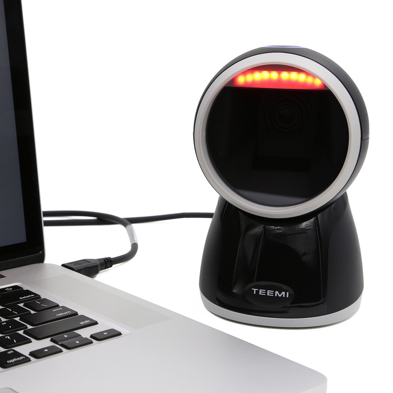 TEEMI 1D 2D Handsfree Presentation Barcode Scanner, One Megapixel High
