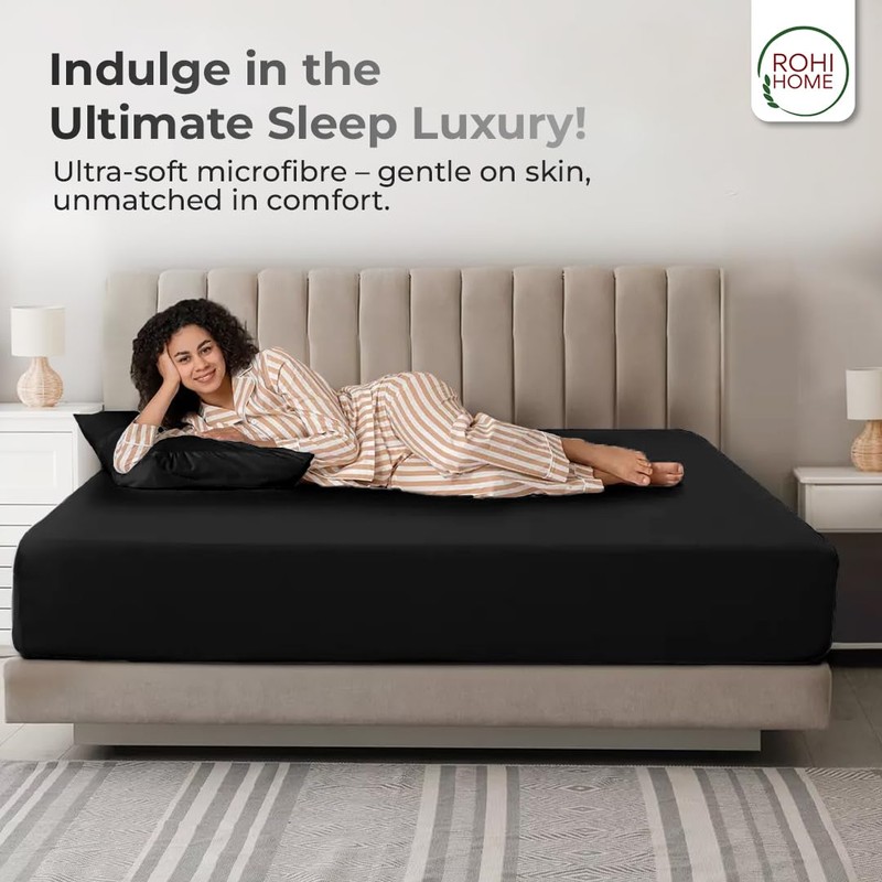 Rohi King Size Fitted Sheet 100% Microfibre – 16'' (40cm)