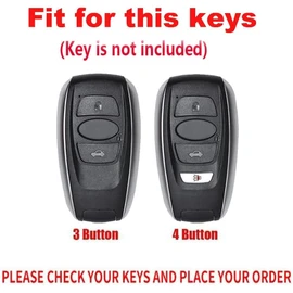 TECART key fob cover case with keychain,Zinc alloy key case,3/4 Button Fit For Subaru BRZ Legacy Outback Ascent Crosstrek, Short Keychain-black
