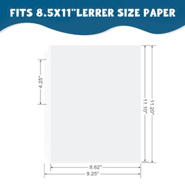 ZKKZOMA 100PACK Clear Sheet Protectors 8.5 x 11 inch Page Protectors for 3 Ring Binder, Plastic Sheet Sleeves for Photos, Document and Papers