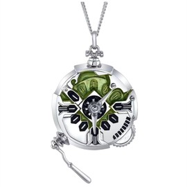 DUNHAO COS Ekko Watch Necklace Unisex Silver Pocket Watch Pendant Necklace Jewelry Gifts-Silver
