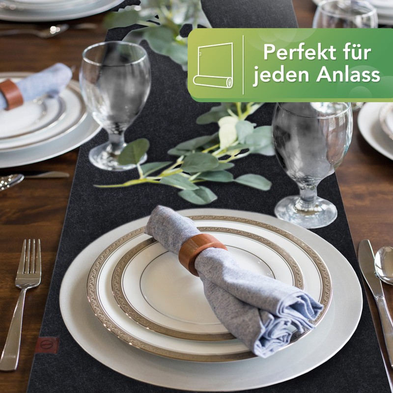 Sidorenko Modern Felt Table Runner Anthracite – 100 x 30
