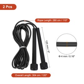 PATIKIL Jump Rope PVC, 2 Pcs Adjustable Speed Skipping Rope Tangle-Free Exercise Equipment for Workout Women Men Outdoor Training Home Fitness, Black