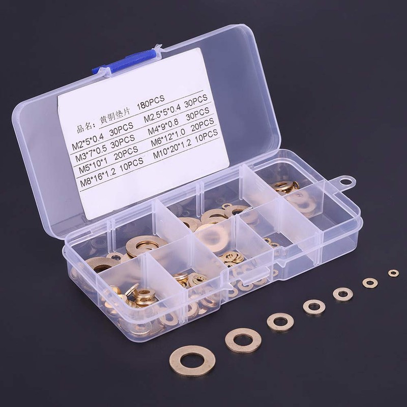 Flat Washers Brass 180pcs Metric Washers 8 Sizes M2 M2.5