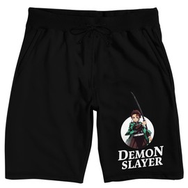 Demon Slayer Tanjiro Men's Black Sleep Pajama Shorts-Small