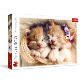 Trefl Sleeping Kittens 500 Piece Jigsaw Puzzle Red 19"x13" Print, DIY Jigsaw, Creative Fun, Classic Puzzle for Adults and Children from 10 Years Old