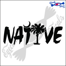 Eyecandy Decals Native with South Carolina Palmetto and Moon 6" Decal Sticker Black