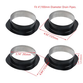 Pastlla 4 Pcs Round Aluminum Rain Gutter Outlet Downspout Adapter, Black Metal Downspout Adapter, Rain Gutter Drain Outlet for Roof Rain Gutters(Fit 4" Diameter Drain Pipes)