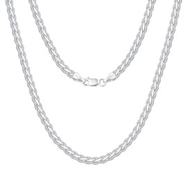 Silver Chain Necklace for Men, 4mm Sterling Silver Mariner Chain for Men Women Sterling Silver Mens Chain Necklace Silver Chain for Men Diamond Cut Mariner Chain Mens Necklace Jewelry Gifts 30 Inch