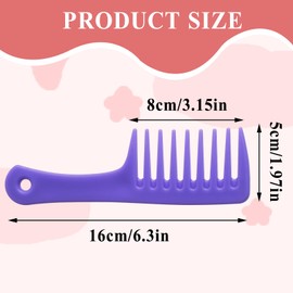 Giantre 2 PCS Mini Wide Tooth Comb, Portable Detangling Comb, Plastic Curl Comb, Big Tooth Combs for Women Hair Styling Comb Travel Size Comb for Curly Hair Long Hair and Wet Hair (Purple)