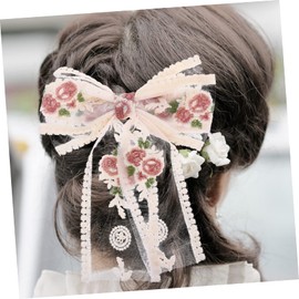 Ipetboom 1Pc Embroidered Hair Clip Stylish Head Wear with Spring Design for Beach Weddings Parties and Seaside Vacations Comfortable Elegant Bow Ribbon