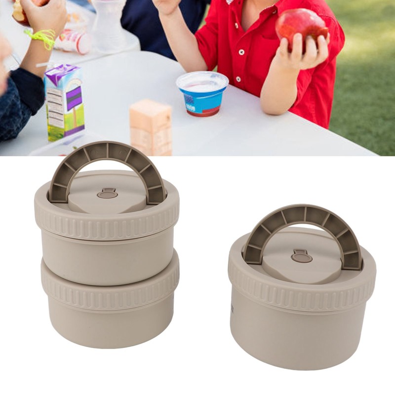 Insulated Food Container Beige 316 Stainless Steel Round Sealed Leak