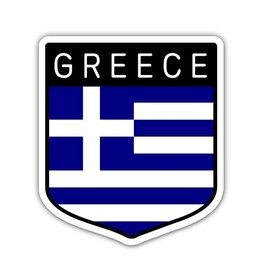 Squiddy Greece Greek Flag Shield - Vinyl Sticker Decal for Phone, Laptop, Water Bottle (3" high)