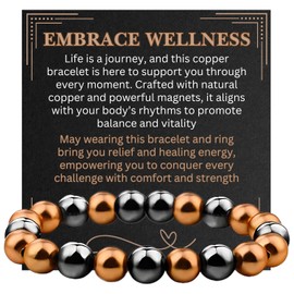 STCORPS7 Pulsera de cobre para hombres y mujeres, pulseras magnticas de cobre para hombre con 3.800 imanes Gauss, 99.99 cobre slido puro, regalo de...