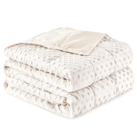 Sivio Minky Dot Weighted Blanket for Adults Queen Size 15 lbs, Soft Heavy Blanket for Stress Relief and Sleep Promotion, Cooling Weighted Throw Blanket for All-Season, White, 60 x 80 inches