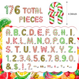 Faccito 176 Pcs Candy Cane Letters Christmas Bulletin Board Letters 4.3 Inch Cardboard Alphabet Number Symbol Cutouts for Home Classroom Christmas Holiday Birthday Party(Candy,Colorful)