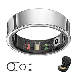 Smart Ring Health Tracker, Activity Tracker for Women & Men, No Subscription Required, Sleep & Heart Rate Monitor, Multi-Sport Modes, Compatible with iOS & Android (Silver, 8)