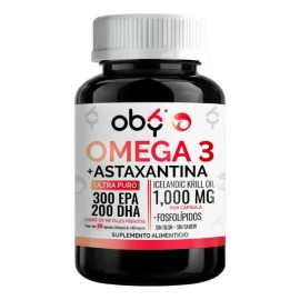 Aceite de Krill Ultra Puro con Astaxantina  Omega 3 EPA y DHA  Fosfolipidos Alta Concentración y Absorción  Oby Vitaminas Mujer Hombre Omega Tres...  