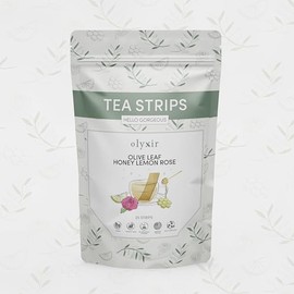 Olyxir Hello Gorgeous Tea Strips - Natural Olive Leaf, Honey, Lemon & Rose Flavors - Instant, Energizing, Organic, Paleo, Vegan, Non-GMO | 25 Ct