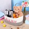Beeveer Diaper Caddy Organizer with Bow Portable Cotton Rope Basket