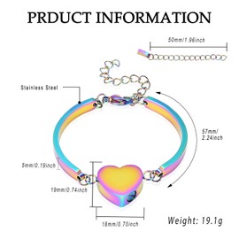 VCCWYQK Cremation Jewellery Urn Bracelet for Ashes for Women Stainless Steel Heart Urn Cuff Bracelet Cremation Keepsake Jewellery for Ashes, 16 centimeters, Stainless Steel