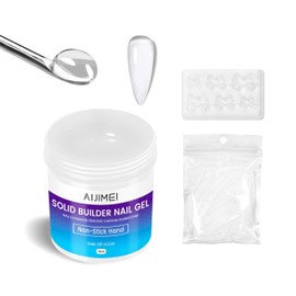 AIJIMEI Solid Nail Builder Gel, 100ml /3.34oz Nail Gel Solid Builder Gel for Nail Extension and Thickening Large Capacity Clear Builder Gel for Nails Use at Home(Clear)