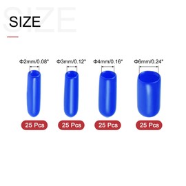 sourcing map 100pcs Round Rubber End Caps Protective Caps 2mm 3mm 4mm 6mm Blue Vinyl Cover Screw Thread Protectors Assortment