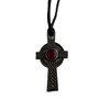 Celtic Cross Pendant Necklace, Red Stone, 5 cm x 3