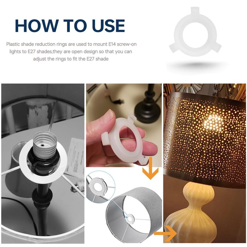 Acmerota 15 Pack Lampshade Reducing Ring E27 to E14 Adapter