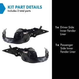 TRQ TRQ Inner Fender Liner Set Compatible with 2011-2015 Honda CR-Z HO1248140 HO1249140