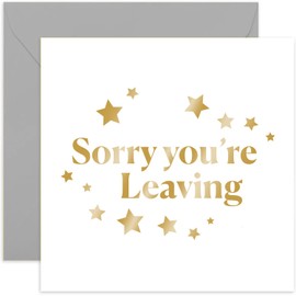Old English Co. Stylish Sorry You're Leaving Card for Women and Men - Retirement Card for Him or Her - Gold Foil Leaving Card for New Job for Work Colleague, Staff | Blank Inside with Envelope