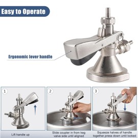 Beer Barrel Coupler,G5/8 A Type Keg Coupler, A Type 304 Stainless Steel Beer Keg Tap Distributor With Relief Valve Brewing Accessory Beer Tap