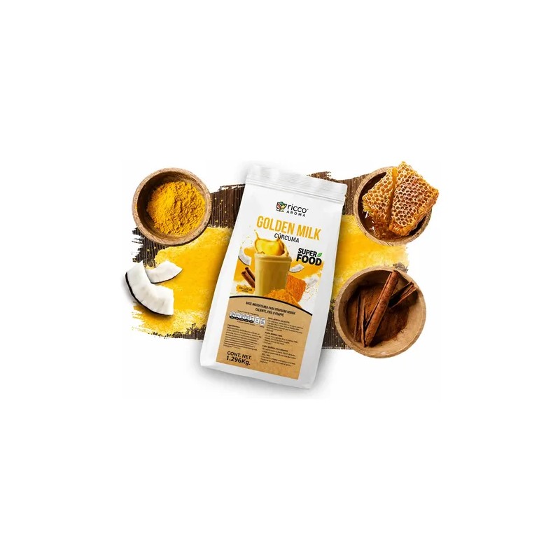 Golden Milk Cúrcuma Frappé, Malteadas-1.2 Kg- Ricco Aroma