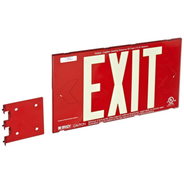 Brady 90840B BradyGlo 8" Height, 15" Width, B-355 Photoluminescent Red