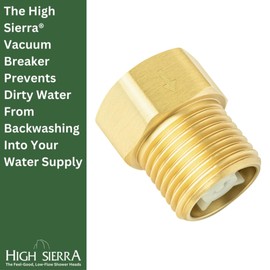 High Sierra® - Solid Metal Certified Vacuum Breaker and Backflow Preventer for Handheld Shower Heads - Brushed Gold Finish