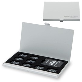 BLUE CRAFT SD Card Case (Max.9 Slots, 1 SD + 8 microSD) Mermory Card Storage Holder Slim Aluminum Anti-Static(Max 9 Slots [1 SD + 8 microSD], Silver)