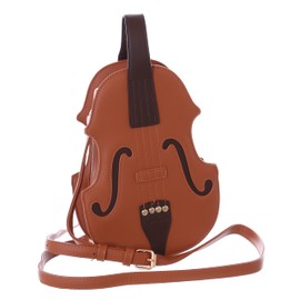 Kawaii-Story LB-6039-1 Brown Violin Violin Shape Party Trend Women's Handle Shoulder Bag, brown