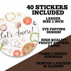 That's Amore Pizza Bridal Shower Stickers – 40ct 2" Italian Themed Party Favor Labels – Cute Circle Stickers by AmandaCreation