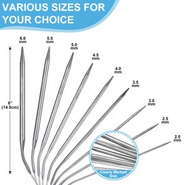 Circular Knitting Needles Set,9 Pack Stainless Steel Knitting Needles Kit (16 Inch/40cm),9 Sizes from 2mm-6mm,with Small Tools,Round Short Metal,for Beginners,Making Sock,Weave DIY Lover