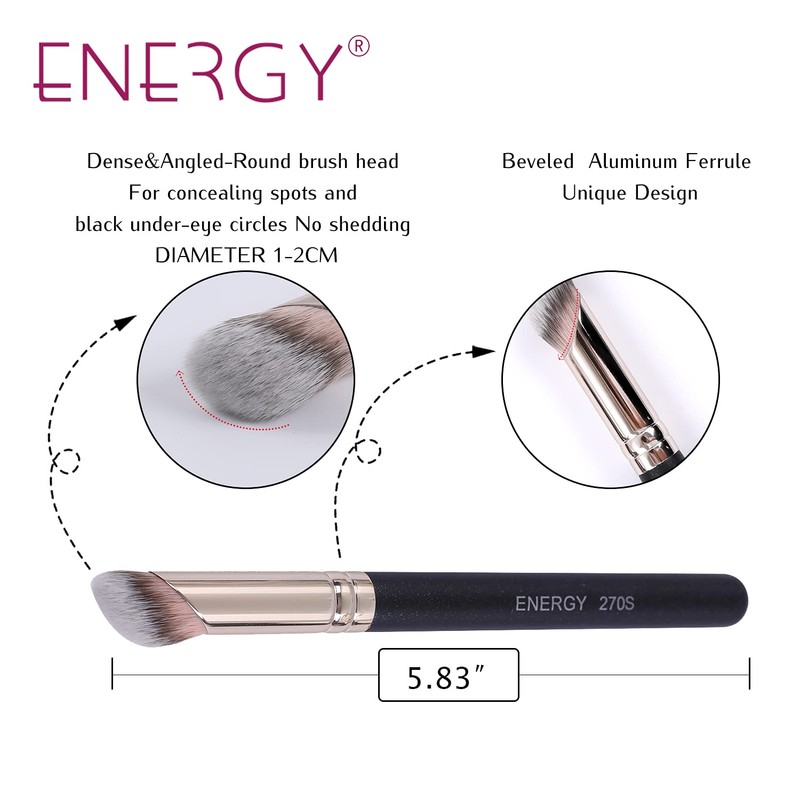 ENERGY Concealer Brush,Angled Eye Makeup Small Foundation Blending Brush for