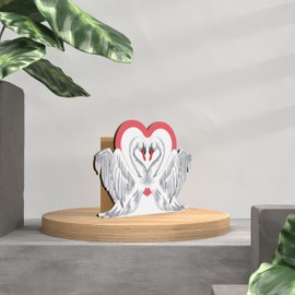 Schwan Geschenk Holzkarte - Schwanen Paar Geburtstagskarte | Romantische Deko, Liebes Geschenk, Schwäne Dekoration, Geschenk für Paare, Romantisches Geschenk mit Schwanen Motiv